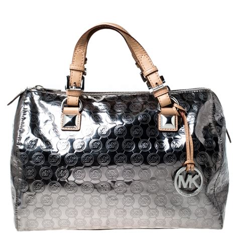 michael kors shiny silver tote|Michael Kors silver crossbody bag.